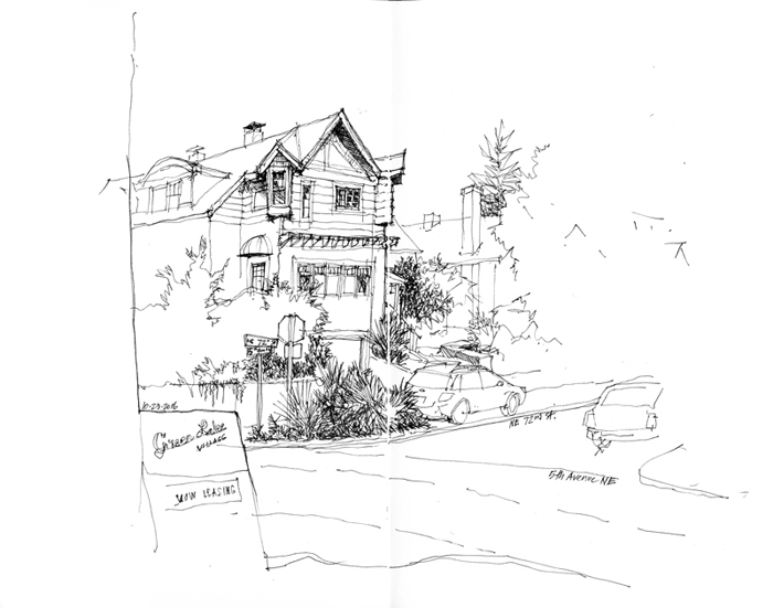700x551 Urban Sketchers Seattle Green Lake Street Scene