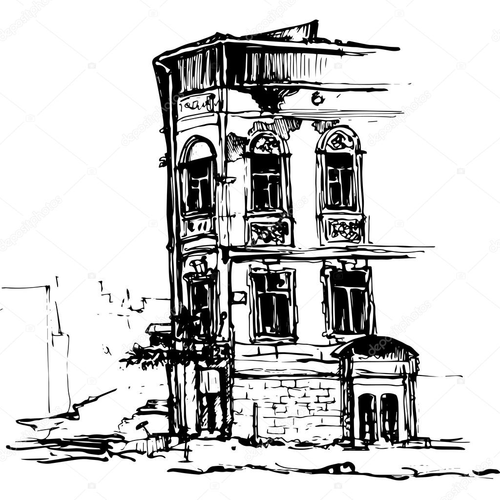 1024x1024 Hand Drawn Urban Sketch Stock Vector Cat Arch Angel