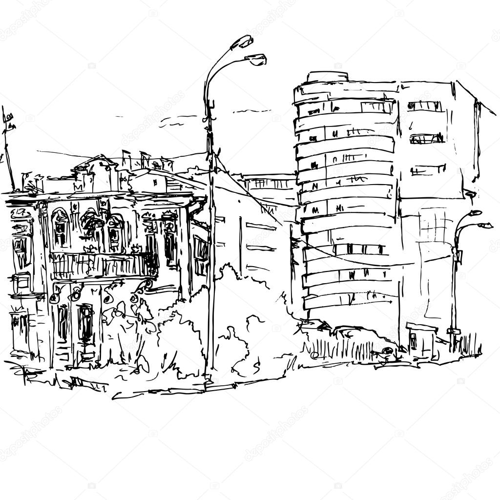 1024x1024 Urban Sketch Stock Vector Cat Arch Angel