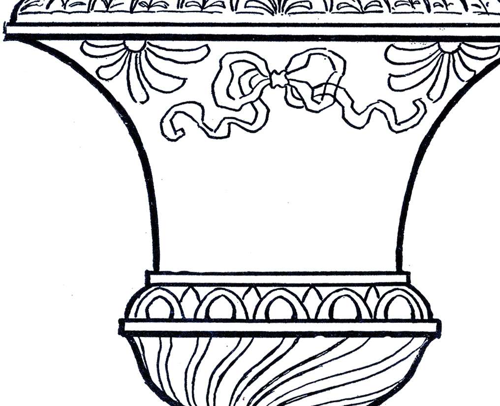 1016x825 Vintage Line Art Garden Urn
