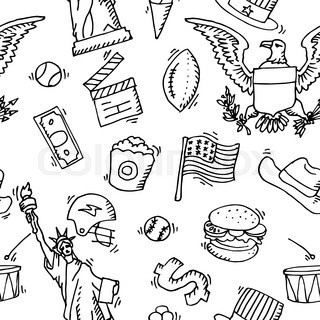 320x320 Spring In Usa,floral Decor.vector Doodles.american Travel Symbols