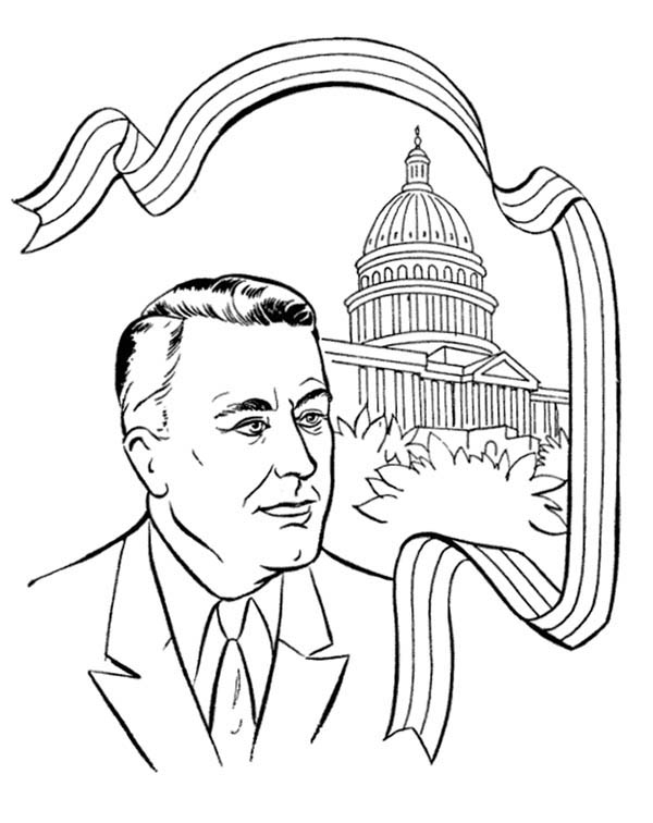 600x756 Us President And The Capitol Hill On Presidents Day Coloring Page