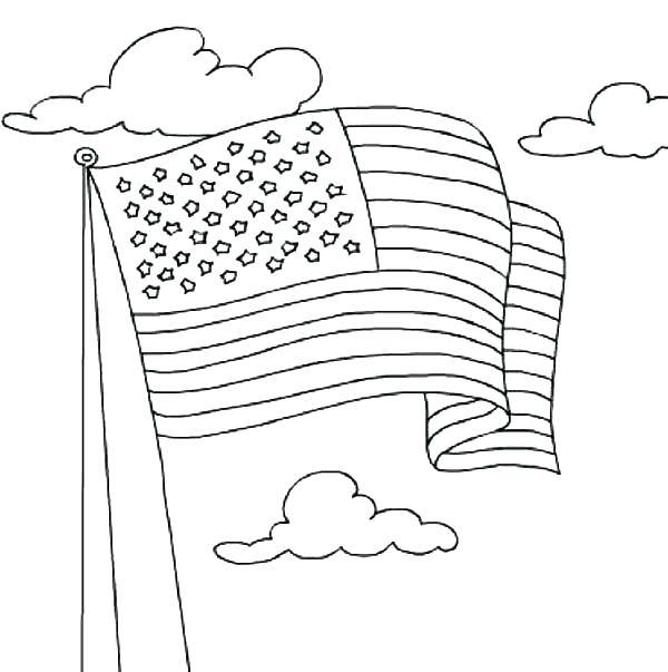 600x603 Printable American Flag Coloring Page Pin Drawn Flag Colouring