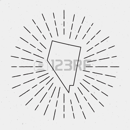 450x450 Usa Vector Map Outline With Vintage Sunburst Border. Hand Drawn