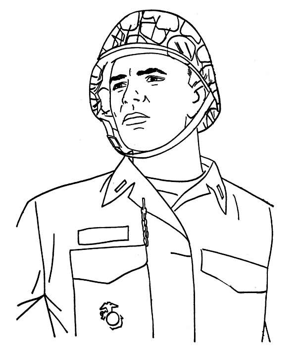 600x734 A Soldier Combat Helmet Veterans Day Coloring Page Just