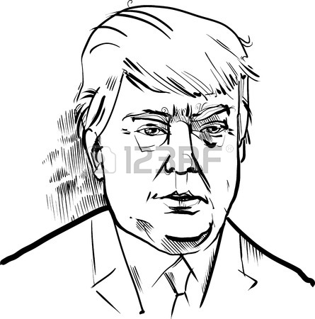 445x450 Drawing Caricature Portrait Of Donald Trump Usa Presidential