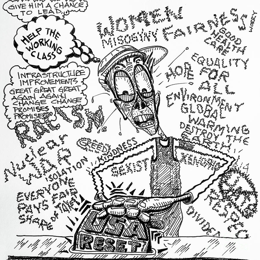 900x900 Usa Hits The Reset Button Drawing By Robert Yaeger