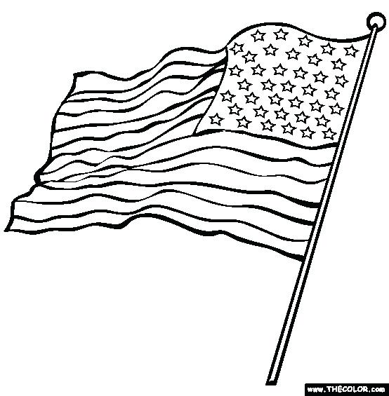 554x565 Printable American Flag Coloring Page Pin Drawn Flag Colouring