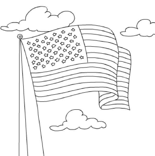 594x597 Us Flag Coloring Page