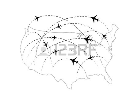 450x324 Airline Routes On Worldwide Map, Blue And White Infographic