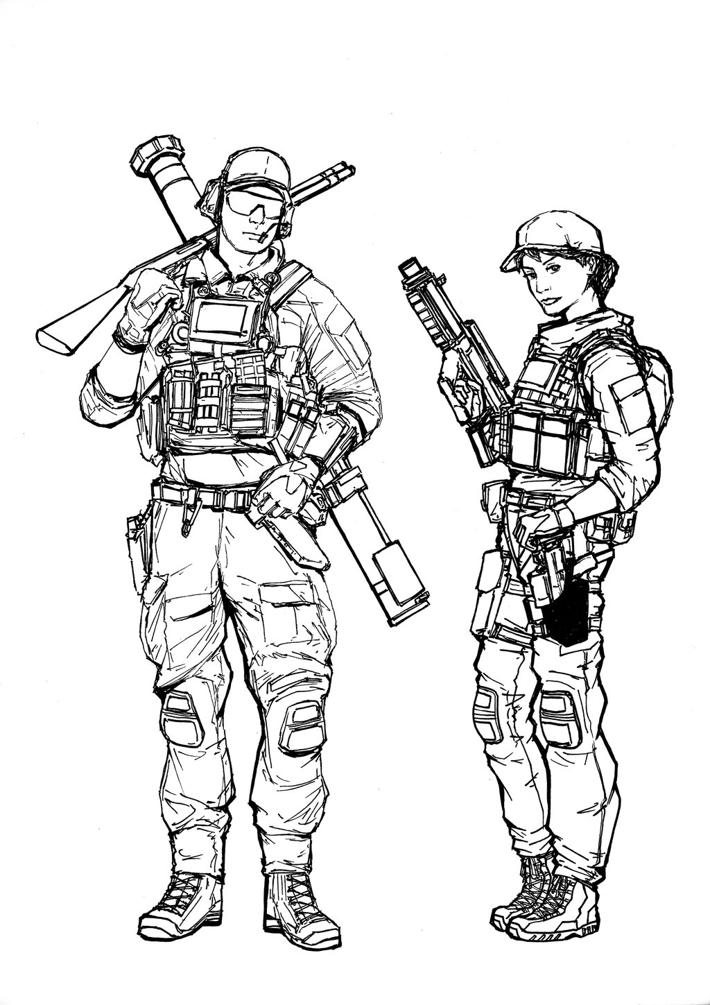 1024x1449 Bf4 Usmc Engineer Class (Line Art) By Thomchen114