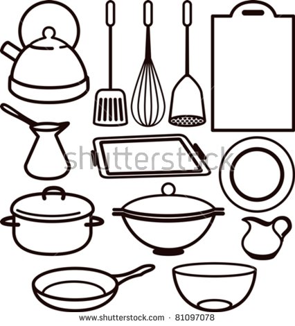 426x470 Kitchen Utensils Drawing Kitchen Utensils Drawing Line Drawing
