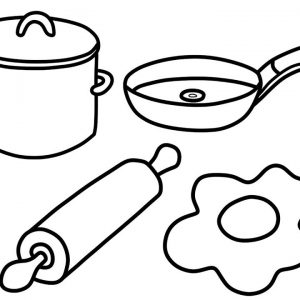 300x300 Coloring Pictures Kitchen Utensils Copy Illustration Cooking