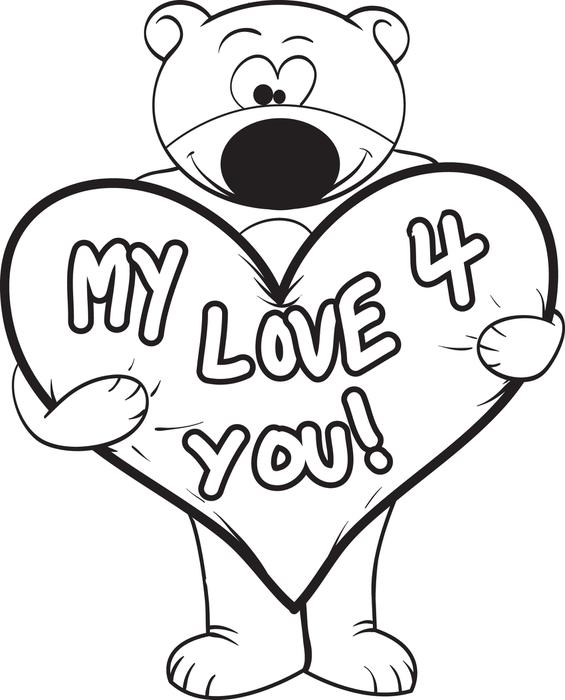 565x700 Free, Printable Valentine's Day Teddy Bear Coloring Page For Kids