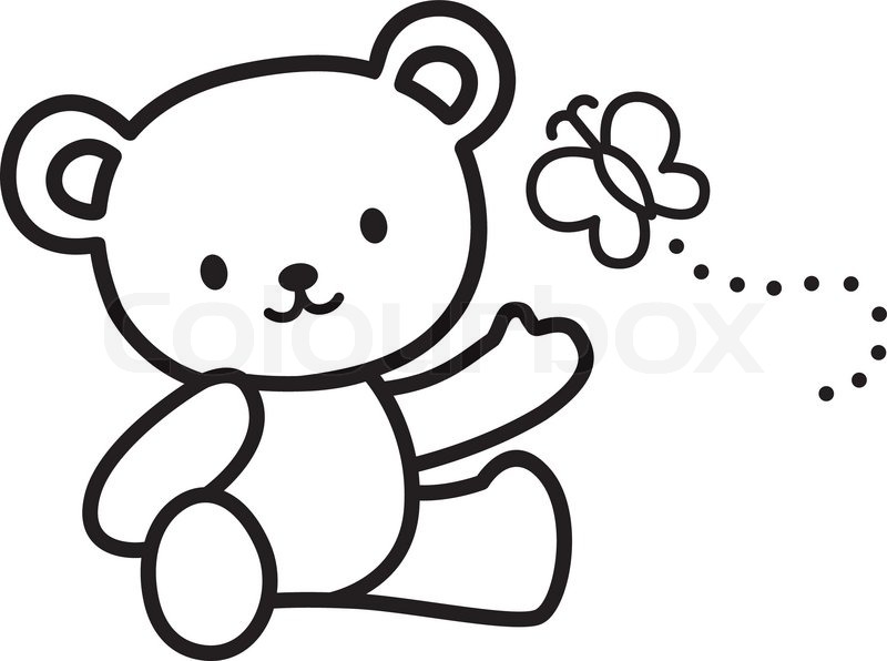800x596 Illustration Of Very Cute Teddy Bear With Butterfly Stock Vector