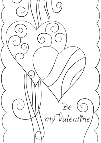 340x480 Valentine's Day Card Be My Valentine Coloring Page Free