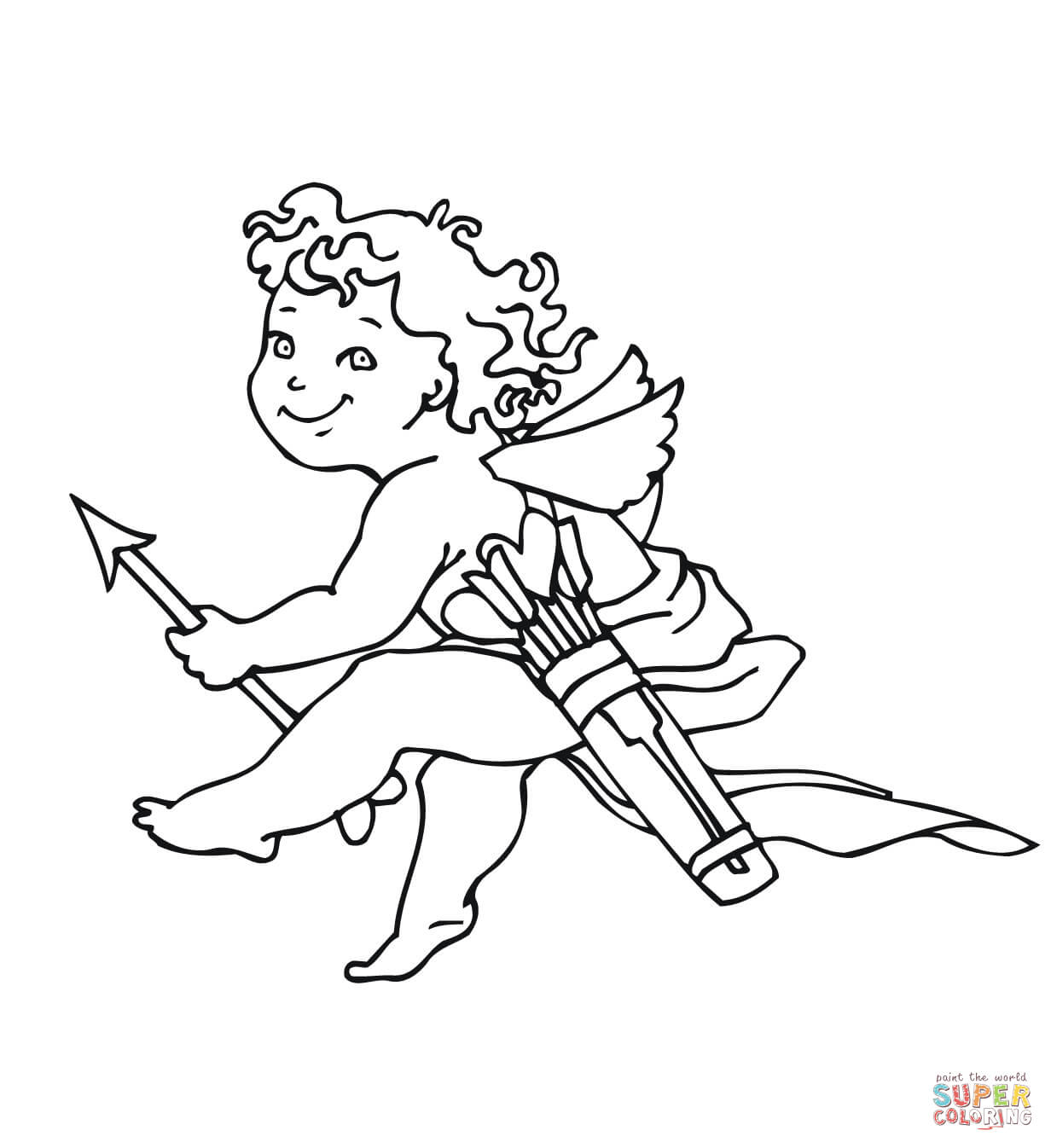 1232x1346 Valentine's Day Cupid Coloring Page Free Printable Coloring Pages