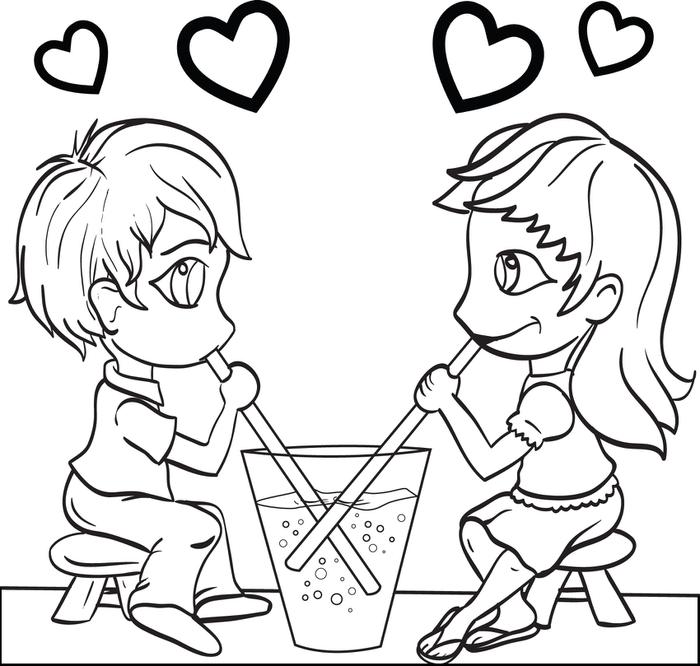 700x666 Free, Printable Valentine's Day Couple Coloring Page For Kids