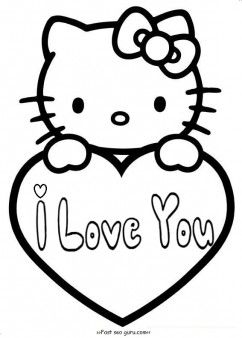 242x338 Free Printable Hello Kitty Valentines Day Coloring Pages For Kids