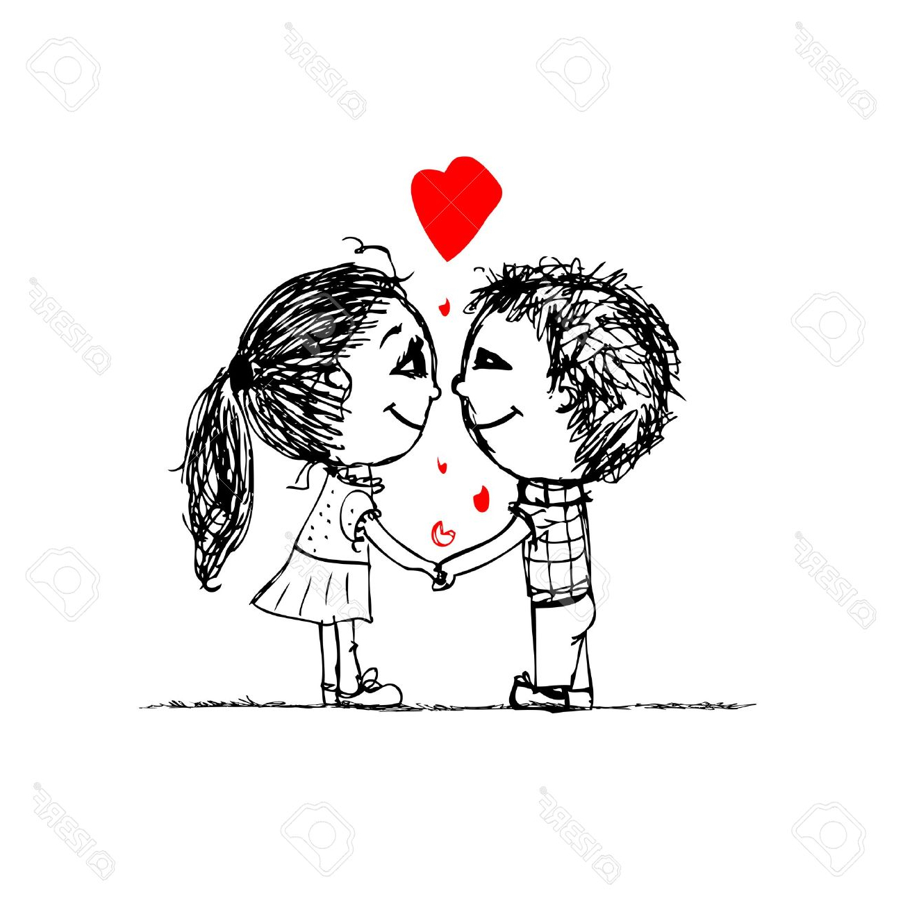 1300x1300 Couple In Love Together, Valentine Sketch For Your Design Royalty