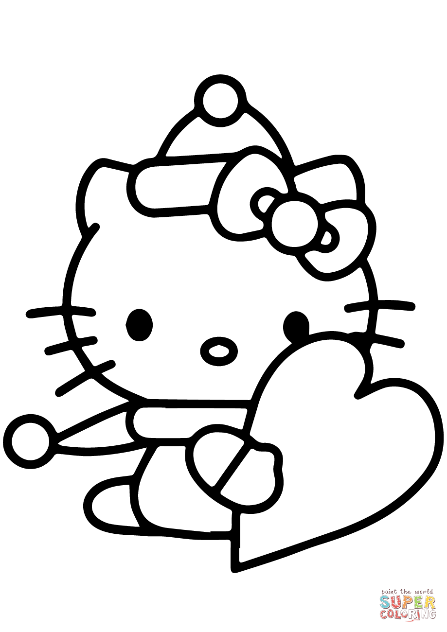 919x1300 Hello Kitty With Valentine's Day Heart Coloring Page Free