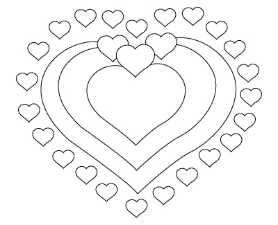 400x325 Valentine's Day Hearts Drawing To Color