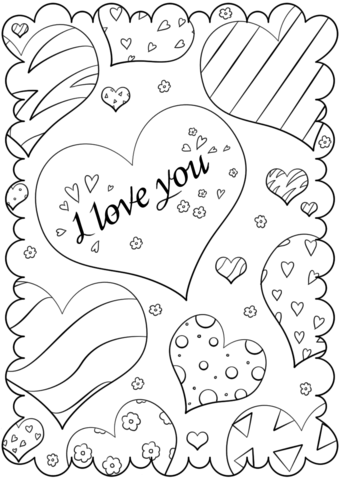 340x480 Valentine's Day Card I Love You Coloring Page Free Printable