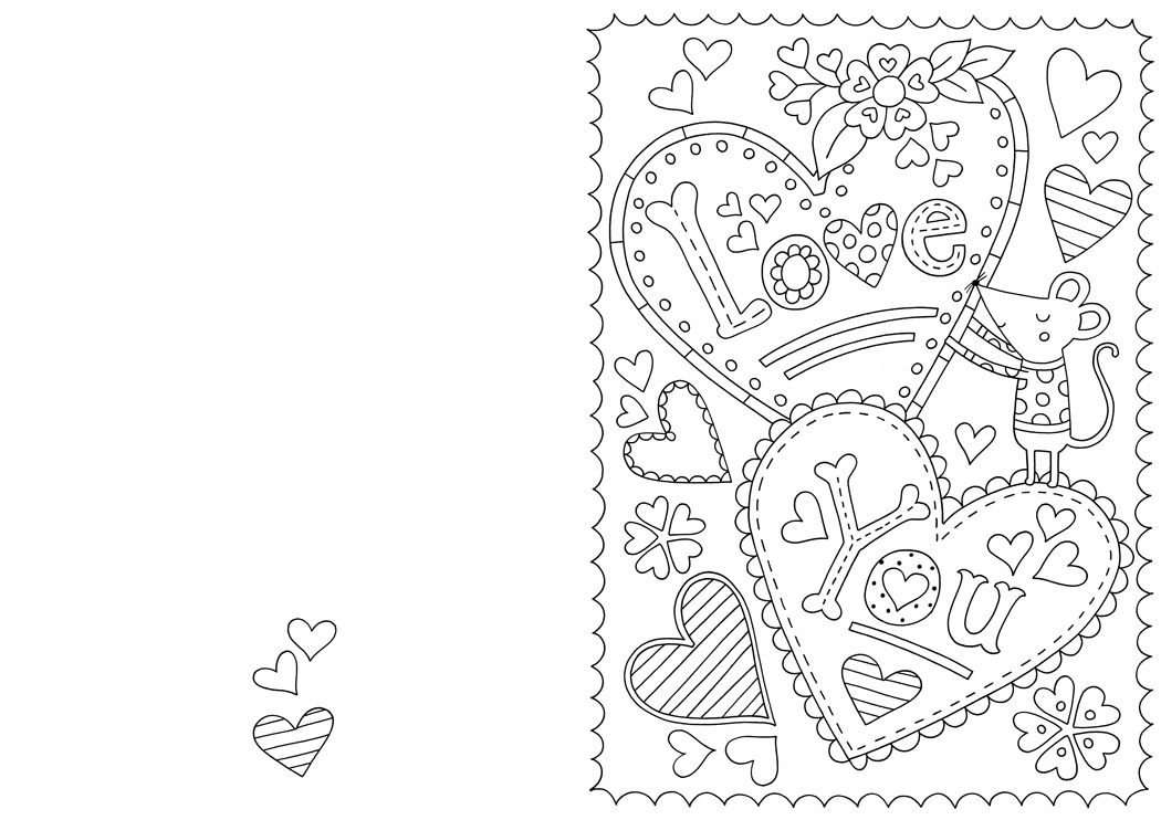 1050x742 Free Valentine's Card Colouring Download