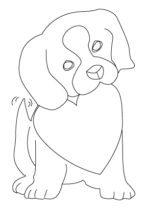 300x425 Valentine's Day Puppy Drawing To Color