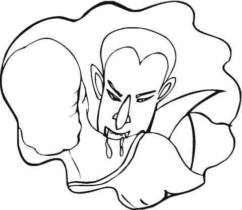 480x416 Vampire Dracula Bites A Girl's Neck Coloring Page Free Printable