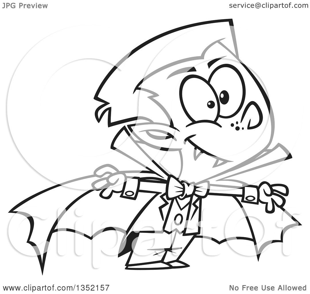 1080x1024 Outline Clipart Of A Cartoon Black And White Halloween Vampire Boy