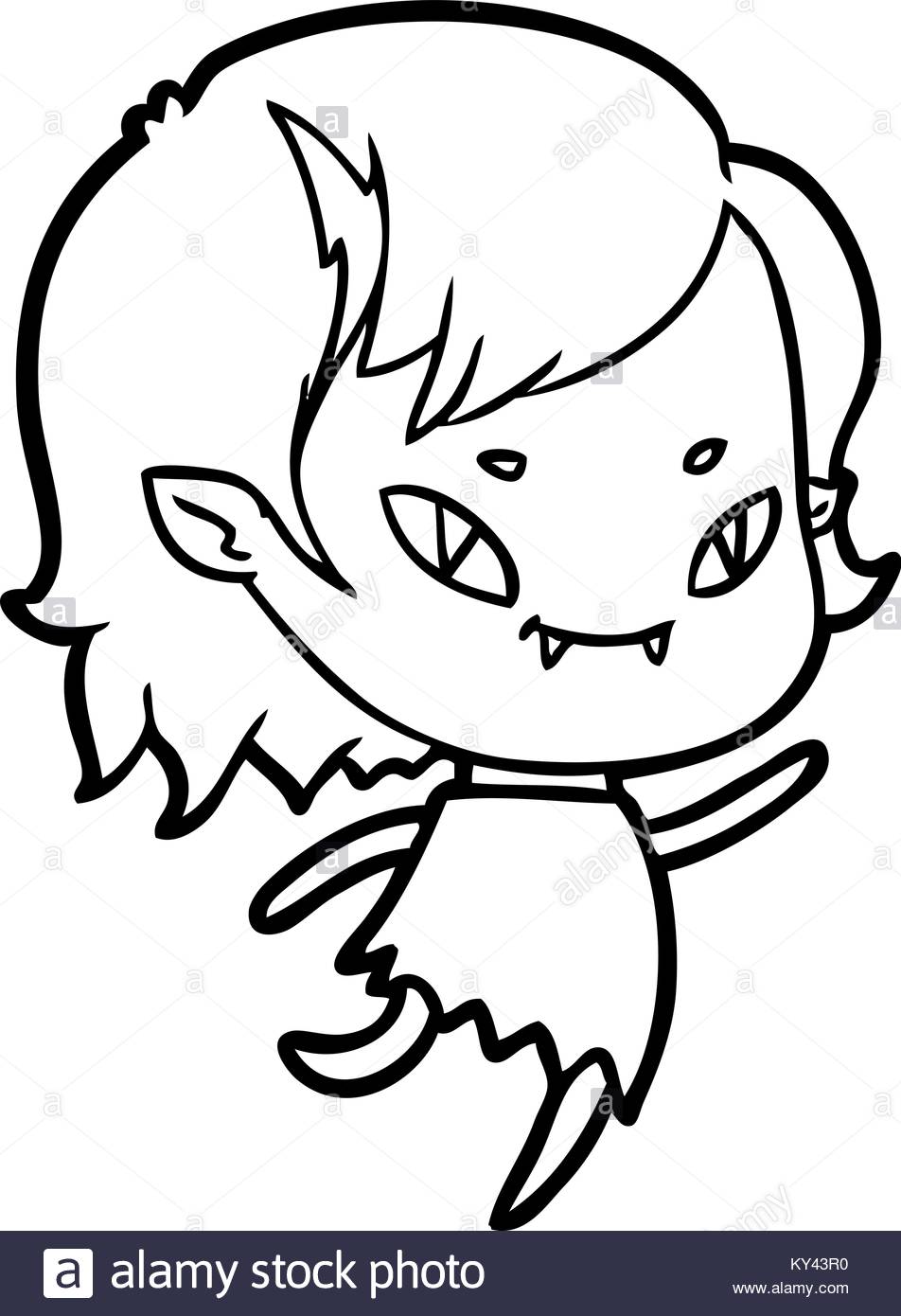 952x1390 Cartoon Friendly Vampire Girl Running Stock Vector Art