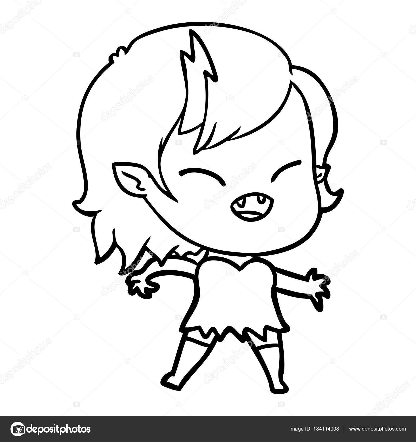 1600x1700 Cartoon Laughing Vampire Girl Stock Vector Lineartestpilot