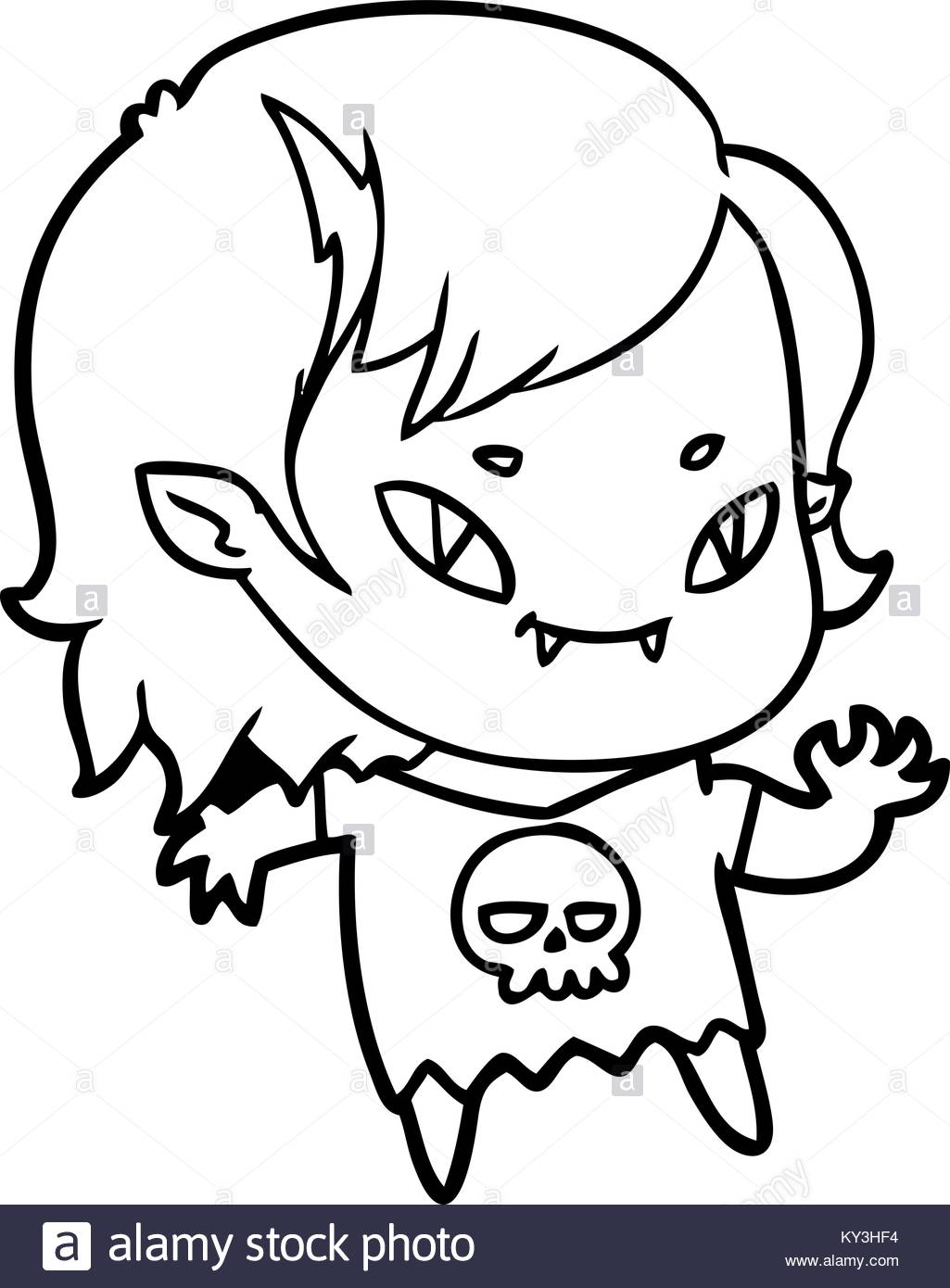 1025x1390 Cartoon Friendly Vampire Girl Waving Stock Vector Art