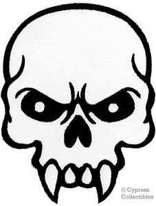 227x300 Vampire Fangs Skull Iron On Embroidered Patch Poison Skeleton 666