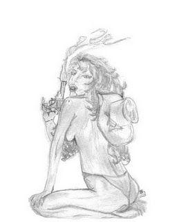 256x320 Vampire Girl Smoking Gun Sketch By Immortylfantasies
