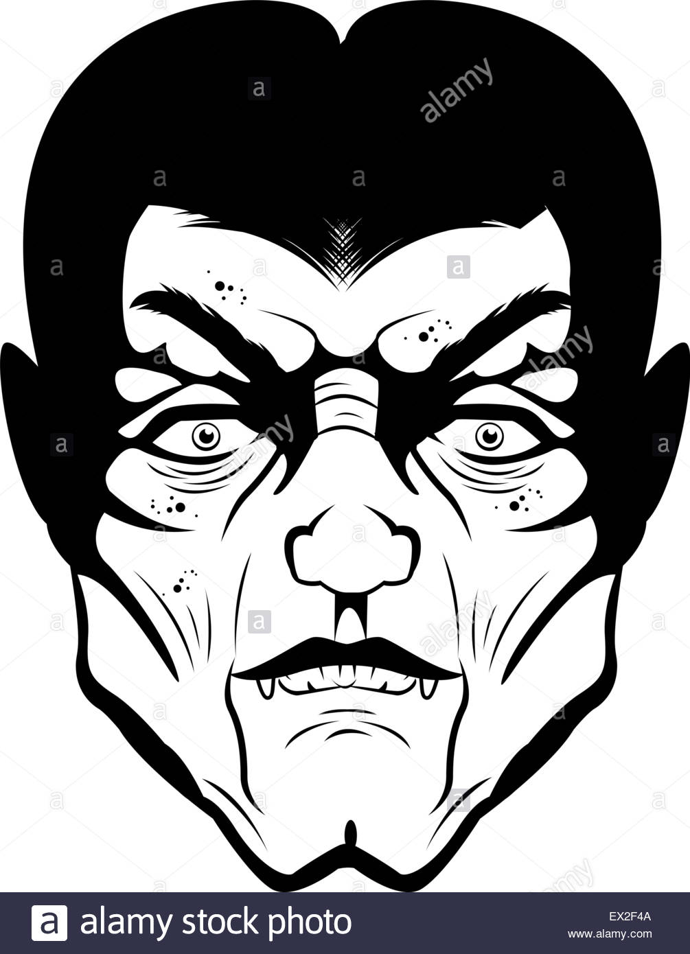 1005x1390 A Black And White Vampire Face Illustration Stock Vector Art