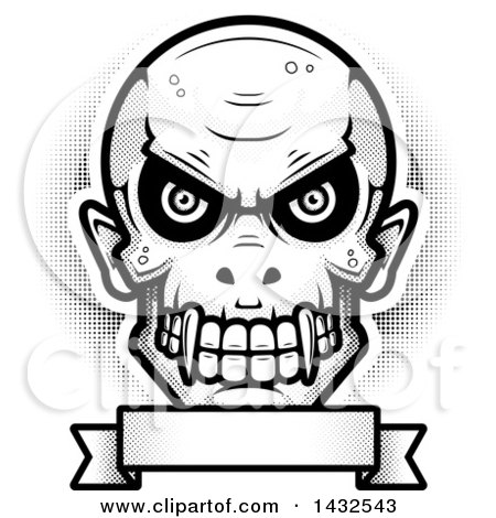 450x470 Clipart Of Halftone Blacknd White Evil Vampire Skull Over