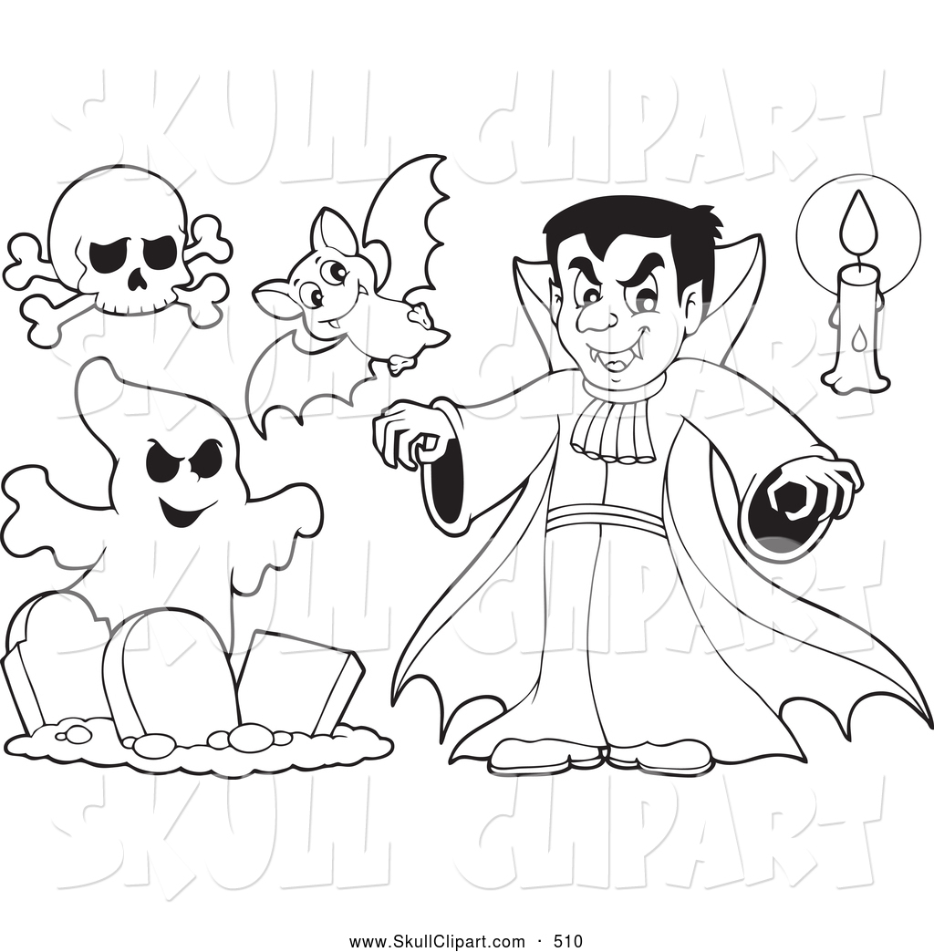 1024x1044 Vector Clip Art Of A Coloring Page Outlined Halloween Skull Bat