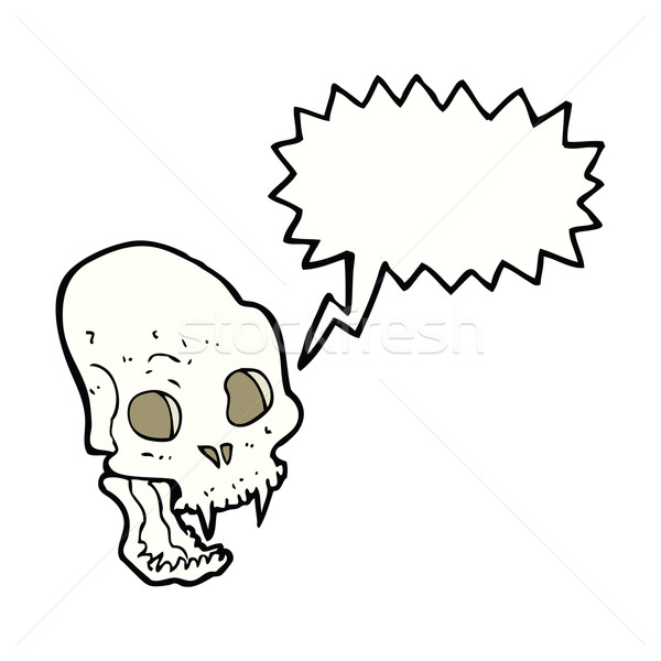 600x600 Cartoon Spooky Vampire Skull With Speech Bubble Vector