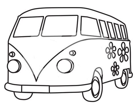 490x386 Vw Camper Van Cartoon Sketch
