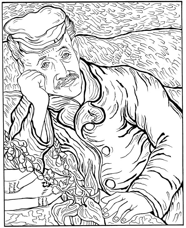 595x727 Perfect Vincent Van Gogh Coloring Pages 32 About Remodel Picture