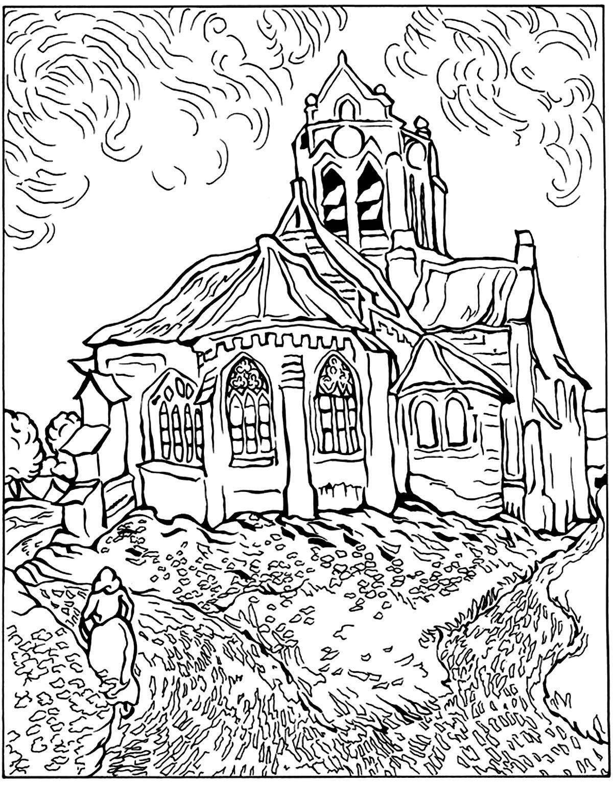 1200x1543 Van Gogh Auvers Church Art Coloring Pages For Kids To Print Amp Color