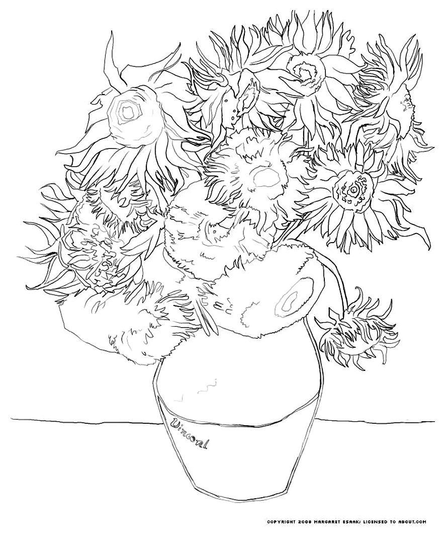 Van Gogh Sunflowers Drawing at GetDrawings | Free download