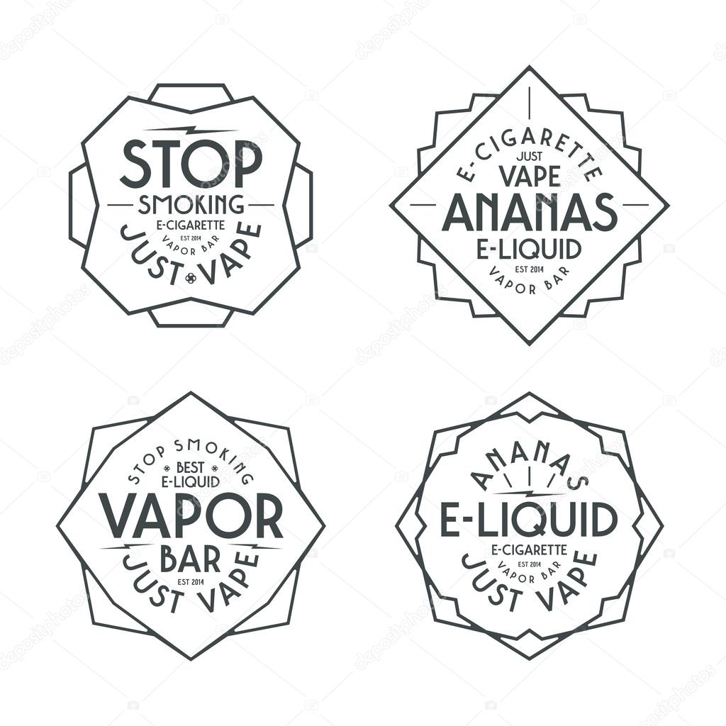 1024x1024 Vapor Bar And Vape Shop Labels Stock Vector Neuevector