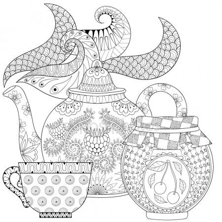 450x450 Cup Of Hot Beverage (Coffee Tea) With Vapor. Coloring Page