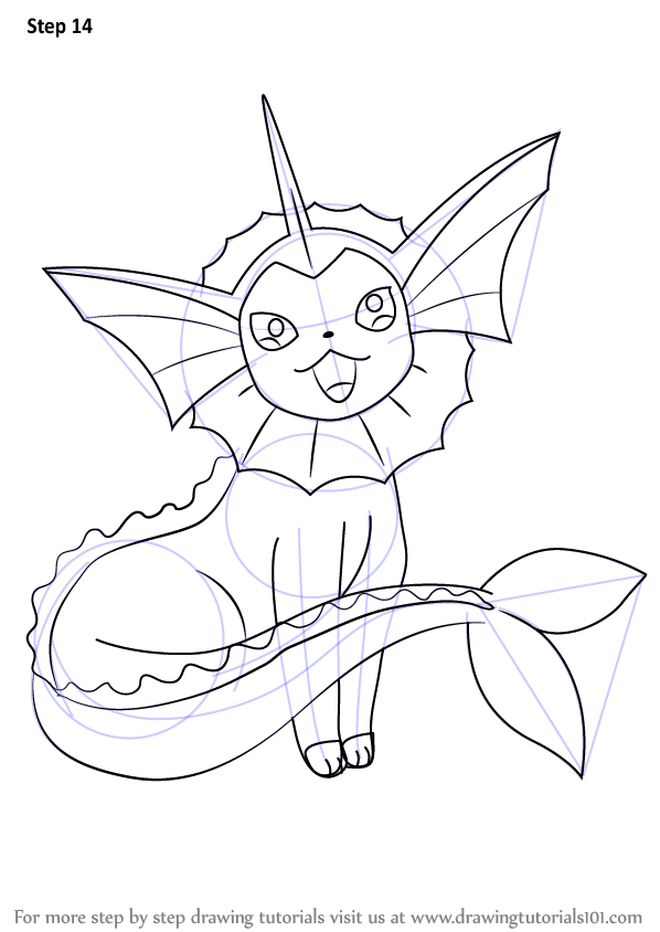 598x844 Learn How To Draw Vaporeon From Pokemon (Pokemon) Step By Step