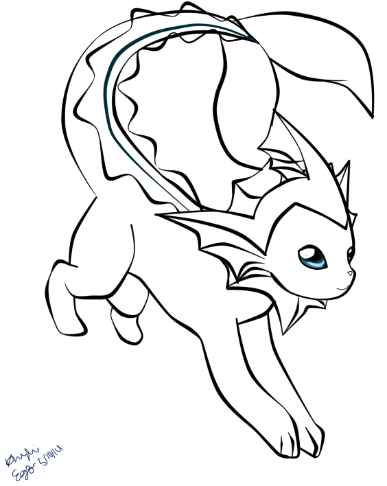 564x708 Vaporeon Lineart By Kittyface27