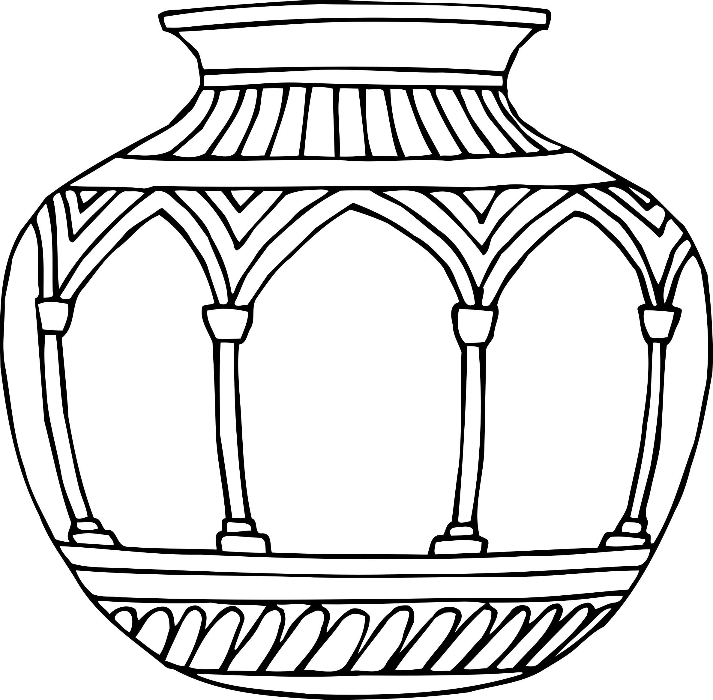 2377x2334 Vase 10 Line Drawing Icons Png