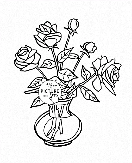 507x625 Best Rose Vase Coloring Pages Image